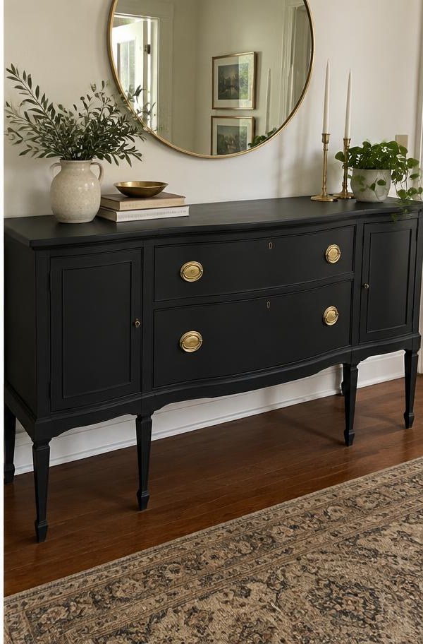 Buffet noir mat & laiton — après covering