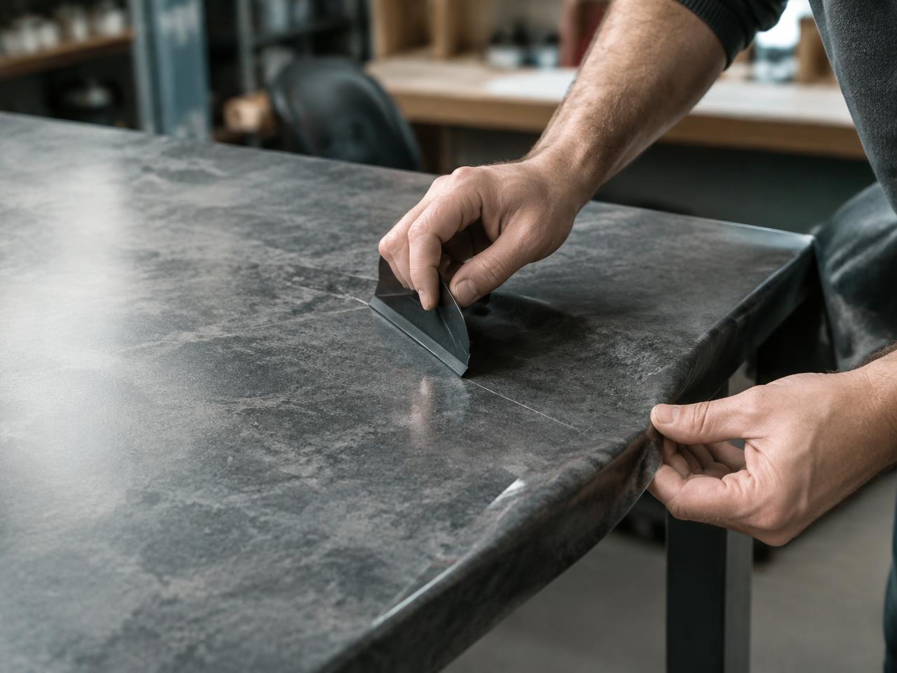 Table effet béton ciré — Covering à Atelier