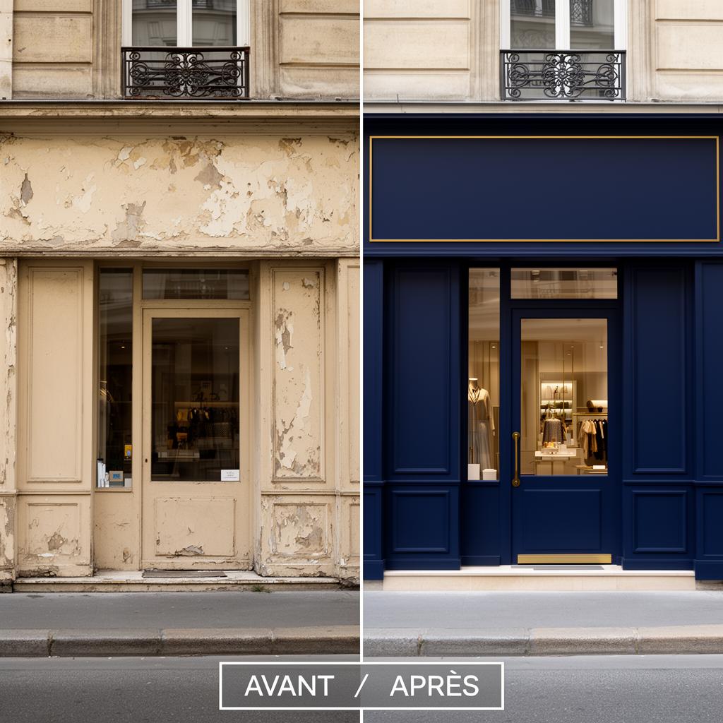 Devanture commerce bleu nuit — Covering à Beaune
