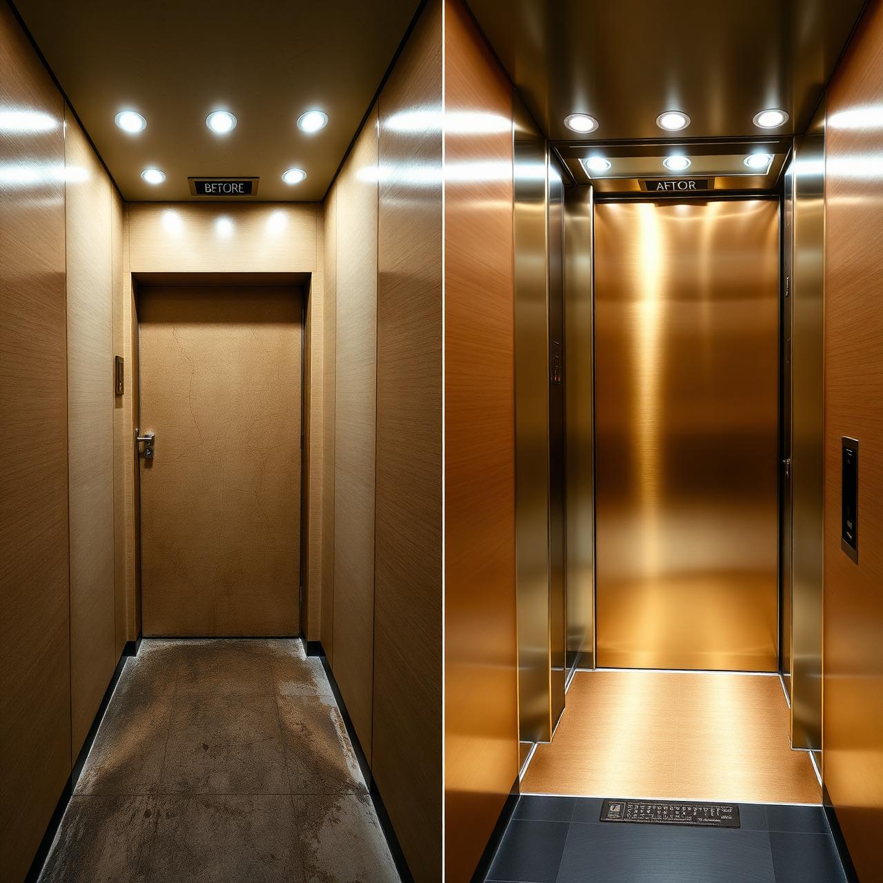 Cabine d'ascenseur bronze brossé — Covering à Chalon-sur-Saône